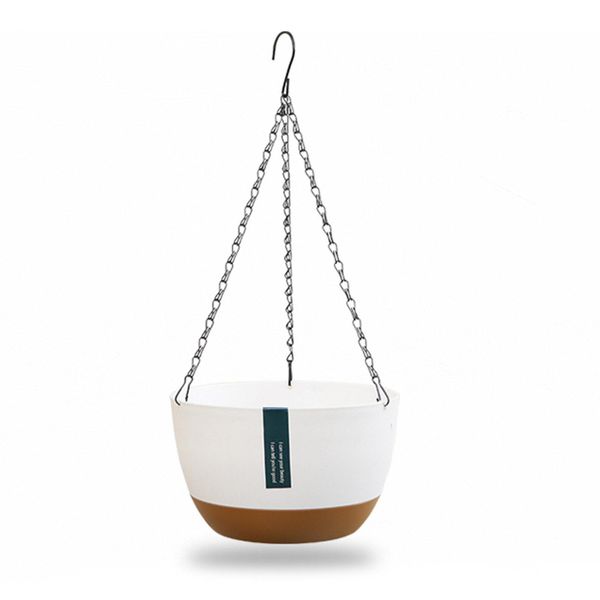 Vaso Per Piante Di Fiori Appesi, Fioriera Appesa, Cesto Appeso A Doppia Catena, Bacino Automatico Di Assorbimento Dell'acqua, Vaso Per Piante Appese-image