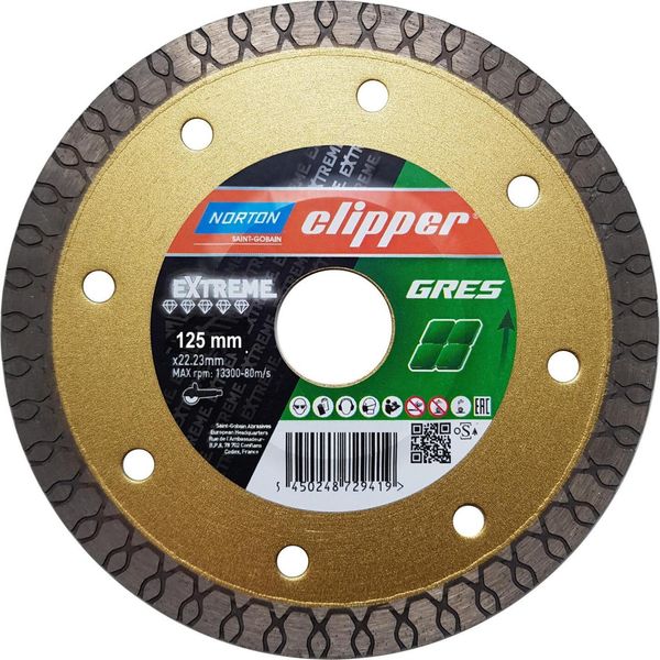 Disco Diamantato Extreme Gres Ø 125 Mm Foro 22,23 Mm Larghezza Segmento 1,3 Mm Altezza Segmento 10 Mm-image