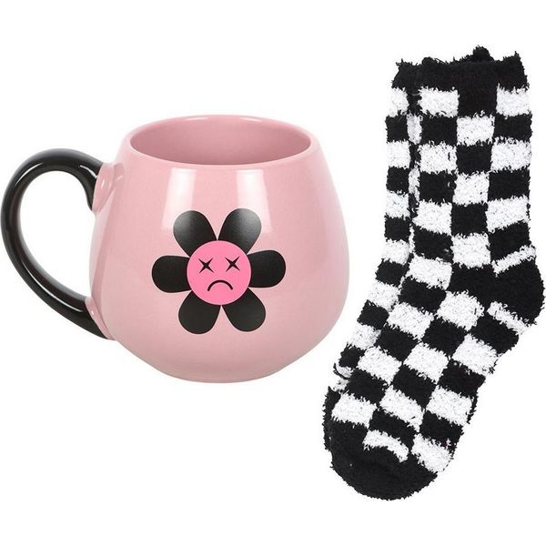 Something Different - Set Tazza/Calza "Sad Flower"" SD10630 (Taglia Unica) (Rosa/Nero)"-image