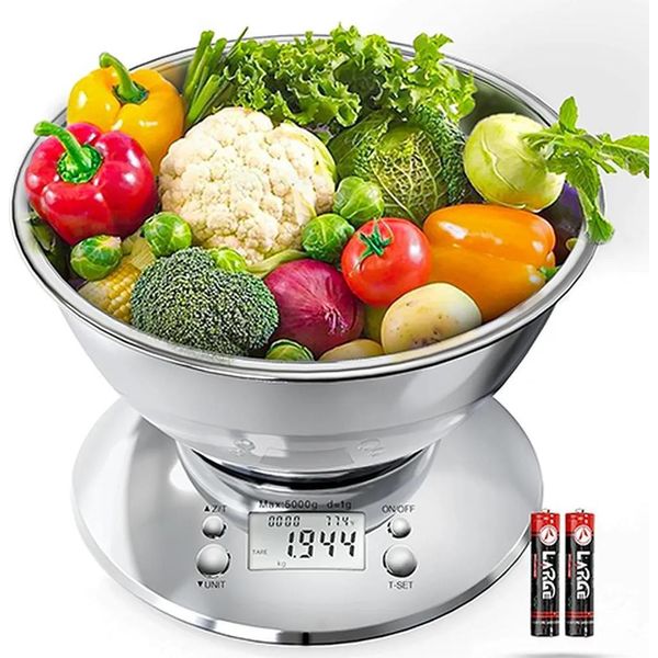 Inf Bilancia Da Cucina Digitale In Acciaio Inox Con Ciotola - 5000G-image