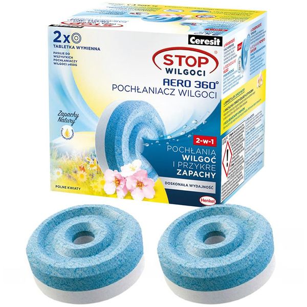 Ceresit Assorbitore D'umidità Aero 360 Fiori Di Campo 2X450G Confezione Di Ricarica-image