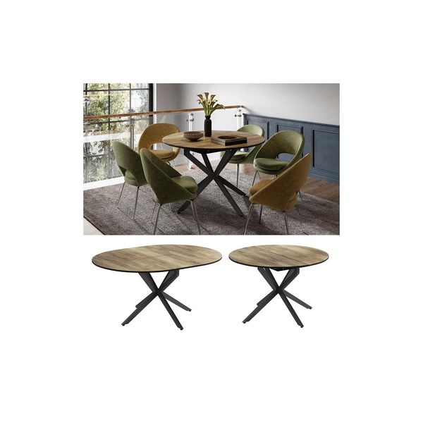 Vicco Esstisch Loyd Eiche Rustikal Schwarz 120 X 76,5 Cm Ausziehbar-image