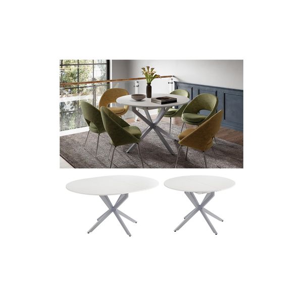Vicco Esstisch Loyd Weiß Grau 120 X 76,5 Cm Ausziehbar-image