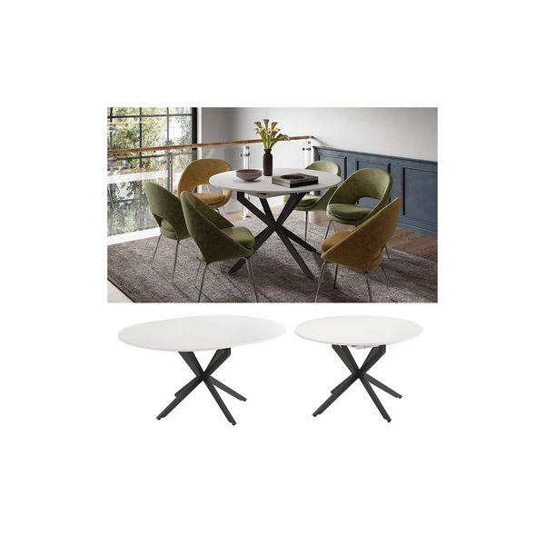 Vicco Esstisch Loyd Weiß Schwarz 120 X 76,5 Cm Ausziehbar-image