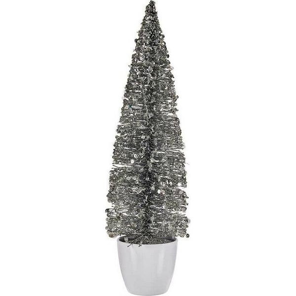 Albero Di Natale Grande 10 X 38 X 10 Cm Argento Bianco Plastica-image