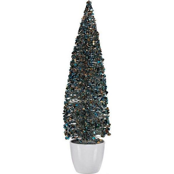 Albero Di Natale Grande 10 X 38 X 10 Cm Blu Oro Plastica-image