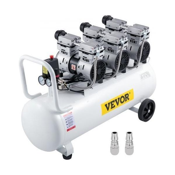 Compressore D'aria Vevor, 22 Galloni, Ultra-Silenzioso, Compressore D'aria Senza Olio, Serbatoio Da 100 Litri, Compressore D'aria Silenzioso, 2,2 Kw, Compressore Senza Olio, A Bassa Rumorosità Con Valvola Solenoide Di Sicurezza-image
