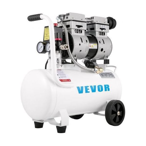 Compressore D'aria Vevor Da 5,5 Galloni, Compressore D'aria Portatile Da 1 Hp, Compressore D'aria Senza Olio Con Serbatoio In Acciaio Da 750 W, Compressore D'aria A Frittella Da 115 Psi, Compressore Ultra-Silenzioso Per Riparazioni Domestiche, Gonfiaggio Pneumatici-image