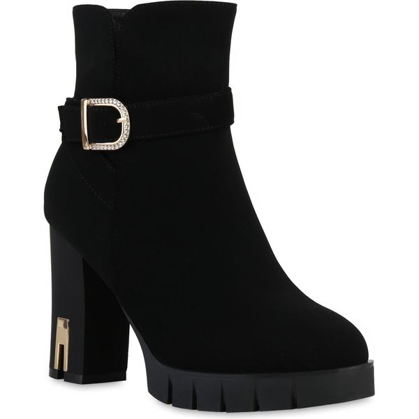 Van Hill Stivaletti Classici Leggermente Foderati Da Donna Scarpe Con Fibbie 841319, Colore: Nero, Taglia: 37-image