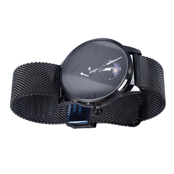 Uomo Moonphase Orologio Al Quarzo,Uomo Quarzo Sottile Orologio,Uomo Maglia In Acciaio Inox Orologio,Uomo Nero Orologio Al Quarzo,Uomo Quarzo Impermeabile Orologio,Uomo Moonphase Orologio-image