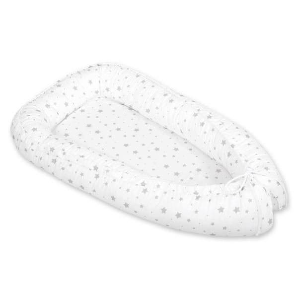 Bozzolo Per Neonati, Bifacciale, Box, Fasciatoio, Premium Bobono - Mini Stelle, Grigio-image