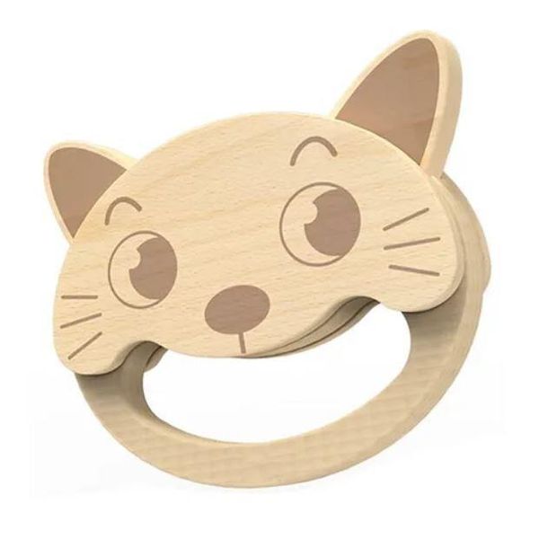 Gattino Con Sonaglio In Legno Iwood A Partire Da 6 Mesi-image