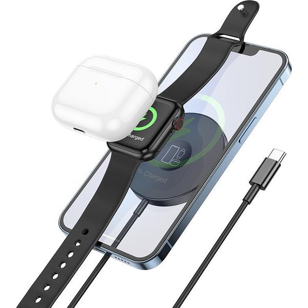 Borofone BQ18 Energy 3In1 15W Caricabatterie Induttivo Wireless Qi, Nero-image