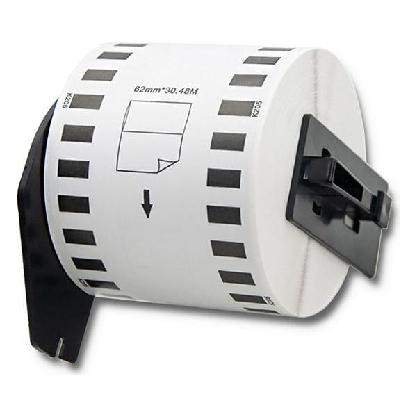 Nastro Qoltec Per Brother DK-22205 | 62 Mm X 30,48 M | Stampa Bianca/Nera | Rullo Con Impugnatura-image