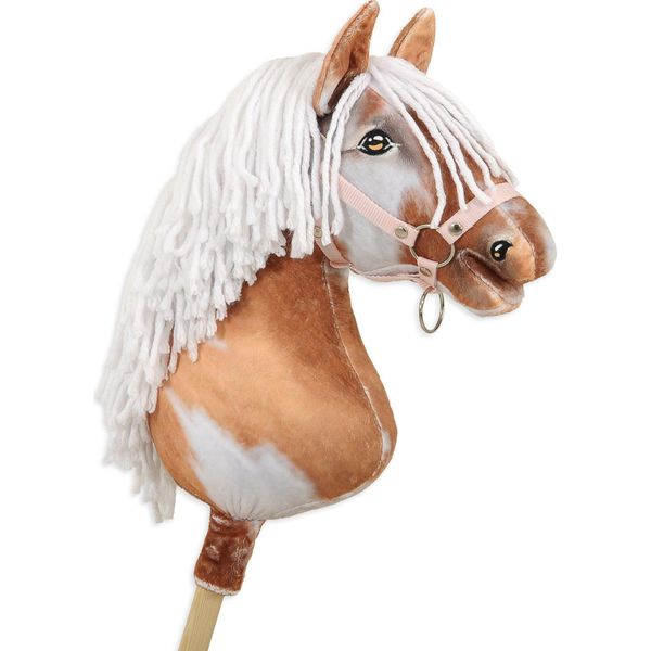 Cavallo Su Hobbyhorse Super Hobby Horse Premium - Cavallo Tobiano Marrone Con Criniera Bianca A3 - 5902366024100-image