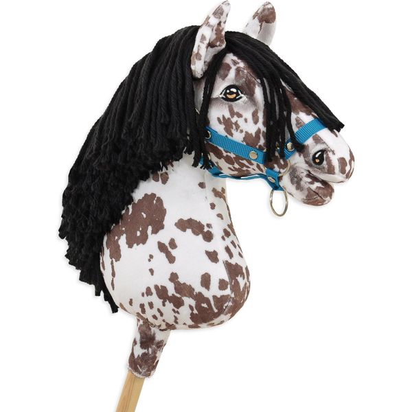 Cavallo Su Bastone Super Hobby Horse Premium - Cavallo Leopardo Marrone Con Criniera Nera A3 - 5902366024230-image