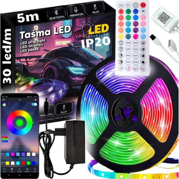 Striscia Led Rgb 5M 150 Led Luci Al Neon Controllo Musicale Telecomando App-image
