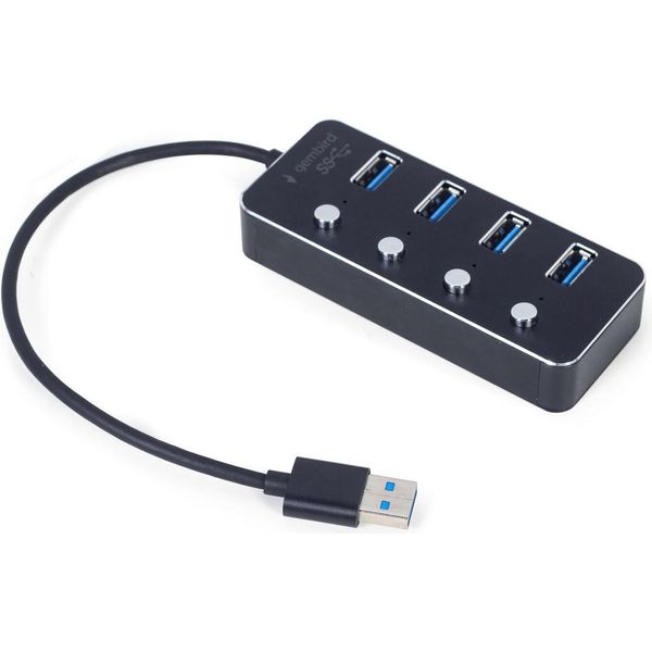 Gembird Gembird UHB-U3P4P-01 Hub Di Interfaccia Usb 3.2 Gen 1 (3.1 Gen 1) Type-A 5000 Mbit/S Nero-image
