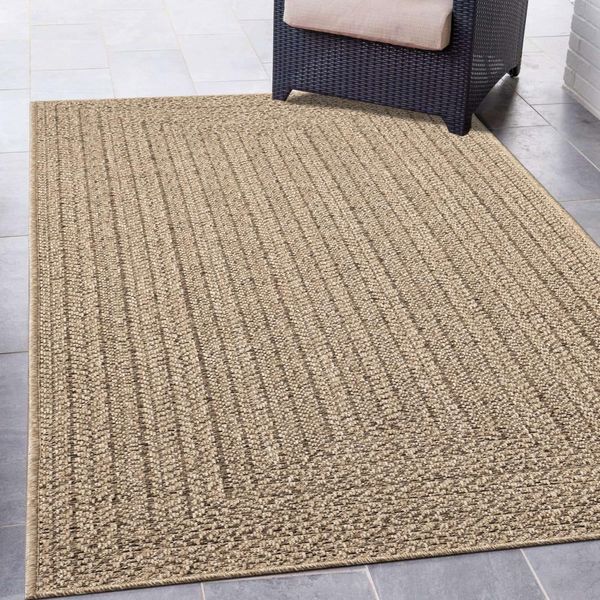Tappeto Per Interni Ed Esterni In Iuta Dal Look Moderno Beige/Marrone Dimensioni - 200 X 290 Cm-image