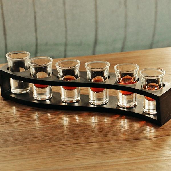 Cremagliera Della Tazza Del Vino, Cremagliera Di Vetro, Scaffale Da Tavolino, Esposizione Della Tazza Del Vino, Cremagliera Della Tazza Di Bambù-image