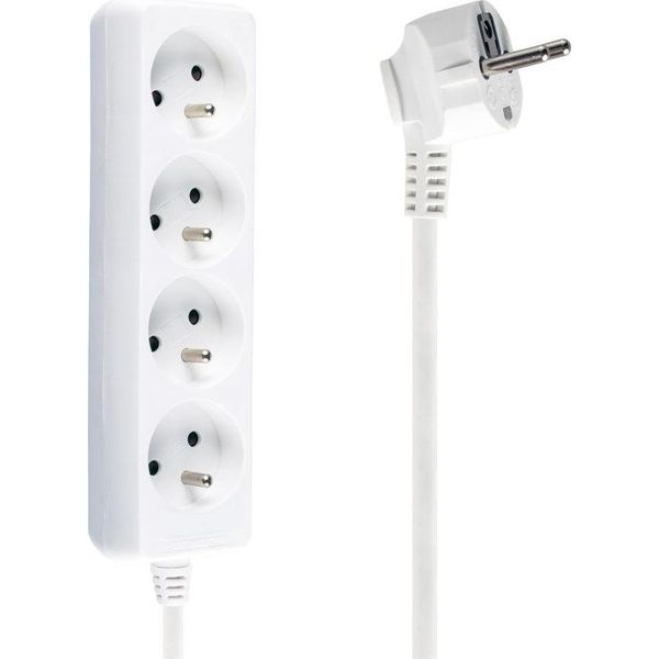 Cavo Di Alimentazione Con Messa A Terra 1,5 M 3 X 1 Mm 4 Prese 10 A Bianco-image
