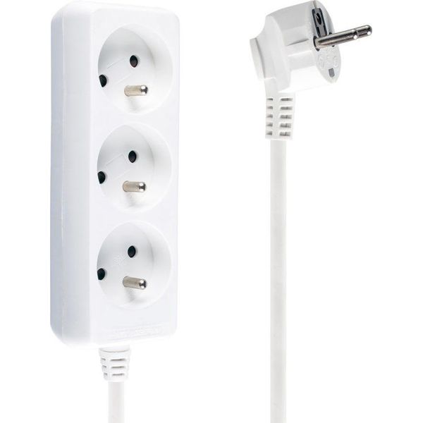 Cavo Di Alimentazione Con Messa A Terra 1,5 M 3 X 1 Mm 3 Prese 10 A Bianco-image