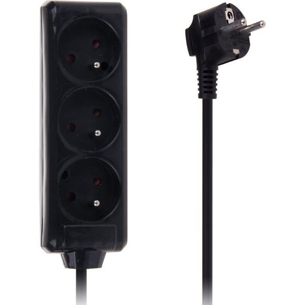Cavo Di Prolunga Con Messa A Terra 5M 3X1Mm 3 Prese 10A Nero-image