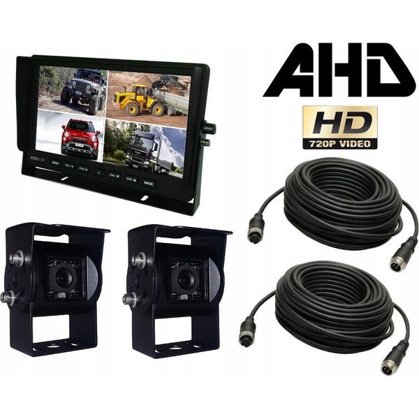 Set Composto Da Monitor Da 10'' 2 X Telecamera Di Retromarcia Sony Ahd + Cavo-image