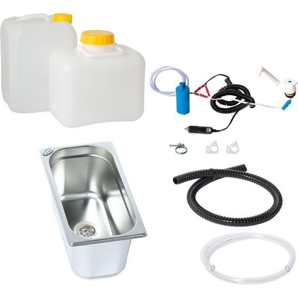 12V Mini Cucina Campeggio Camper Kit Tecnico Set Lavello 325X176X200Mm Novo Camp-image