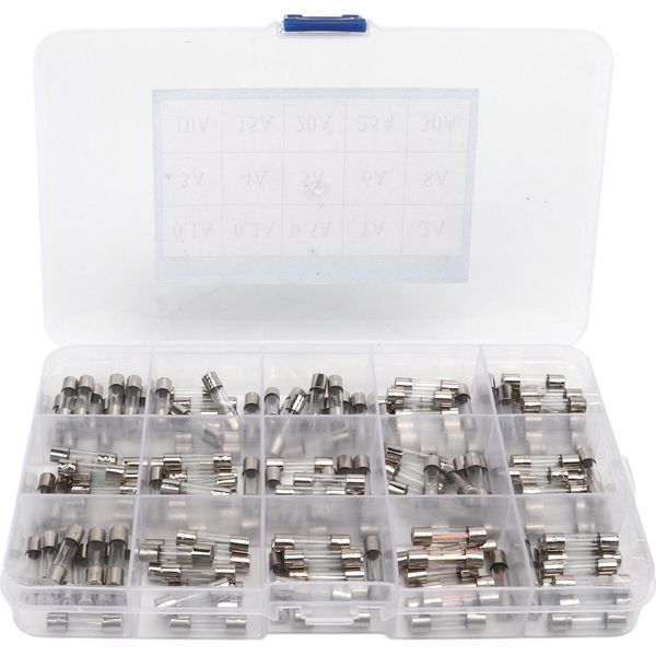150Pcs Tubo Fusibile Di Vetro 0.1A?30A 15 Tipi 5X20Mm Assortimento Kit Per La Protezione Del Circuito-image