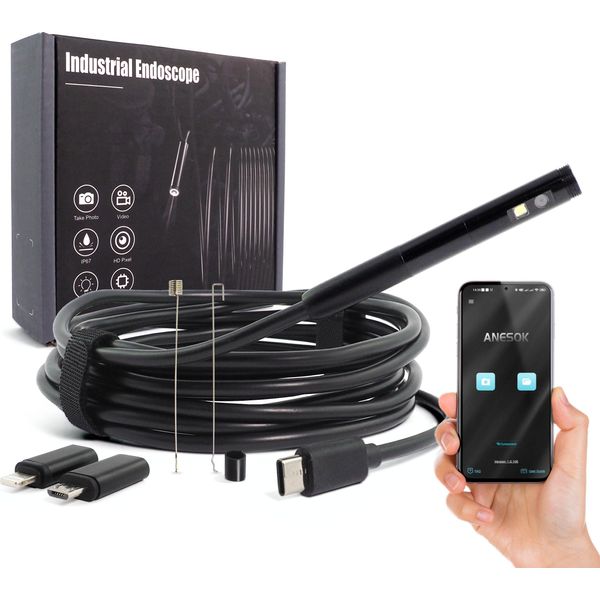 Telecamera Di Ispezione Wi-Fi Inskam W300 Endoscopio Da 3 Metri Due Telecamere Full Hd-image