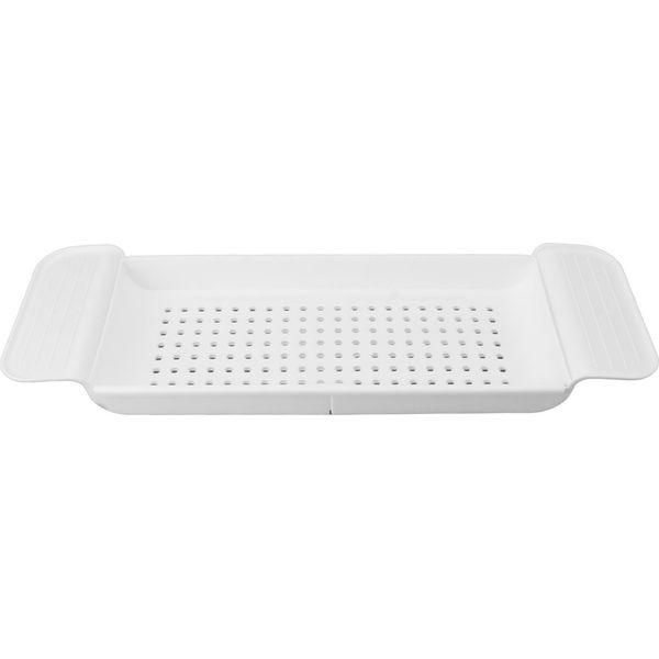 Mensola Per Vasca Da Bagno Attraverso La Vasca Da Bagno Retrattile In Plastica Sopra La Cremagliera Supporto Per Libri Asciugamani Organizzatore Di Stoccaggio Bianco-image