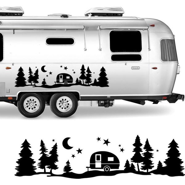 Adesivi Per Camper - Design Natalizio, Motivi Stella-Luna-Albero, Set Di Decorazioni Fai Da Te - Per Viaggi, Finestre E Design Festivo-image