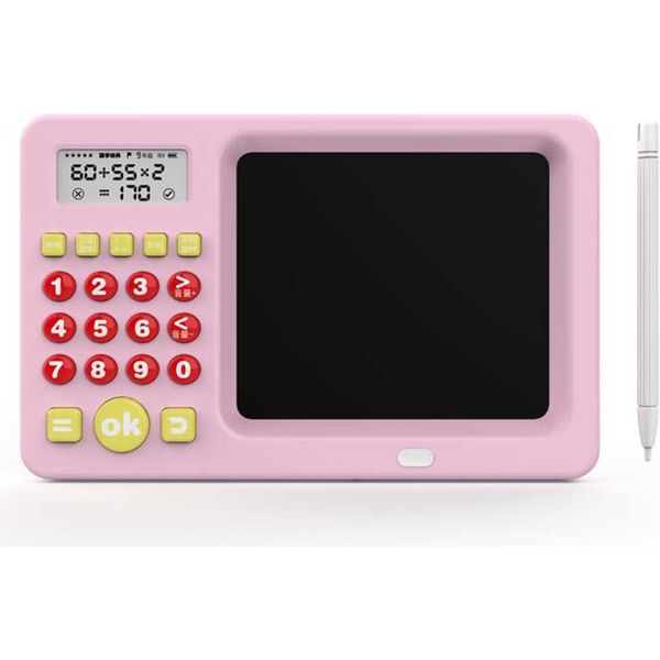 Tavoletta Didattica Per Bambini - Tavoletta Per Scrivere E Allenamento Aritmetico 2 In 1 - Giocattolo Di Matematica E Colorazione Per Bambine E Bambini (Rosa)-image