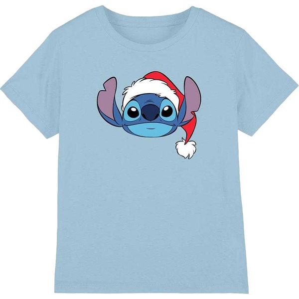 Lilo & Stitch - Maglietta Per Bambini, Disegno Natalizio TV26401 (104) (Azzurro)-image
