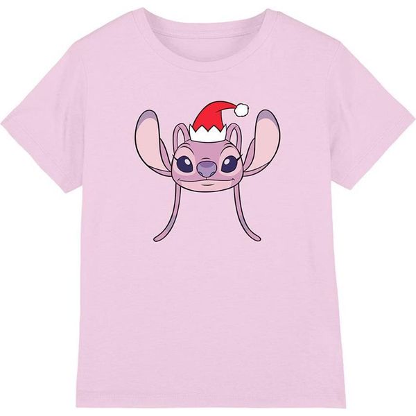 Lilo & Stitch - T-Shirt Per Bambini, Disegno Natalizio TV26408 (128) (Rosa)-image