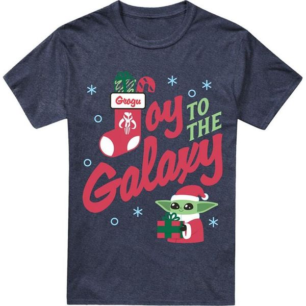 Star Wars: The Mandalorian - Maglietta "Joy To The Galaxy"" Per Uomo/Donna Unisex, Misto Poliestere-Cotone TV26437 (S) (Navy)"-image