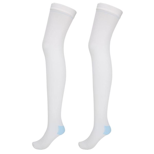 Calze Per Vene Varicose, Calze A Compressione Antiscivolo Contro I Coaguli Di Sangue, Calze Sanitarie (Bianco M)-image