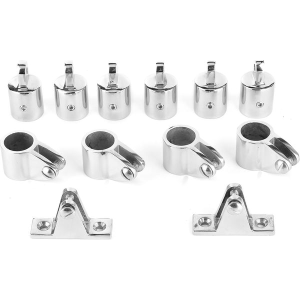 Set Da 12 Pezzi, 6 Guide A Ganascia, 4 Tappi A Occhiello, 2 Cerniere Per Ponte, 3 Archetti, Montaggio Bimini Top, Accessori Per Barche, 22 Mm (7/8 Di Pollice)-image