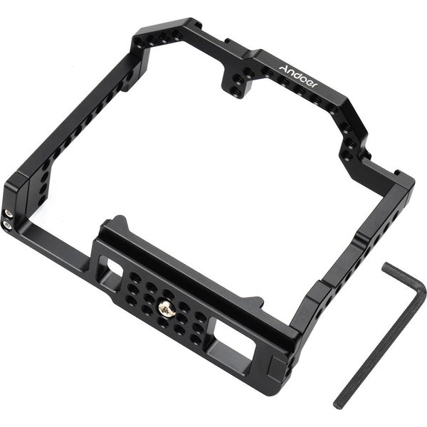 Gabbia Per Fotocamera In Lega Di Alluminio Andoer Con Doppio Attacco A Slitta Fredda, Vite Da 1/4 Di Pollice, Compatibile Con Reflex Digitali Canon Eos 90D/80D/70D-image