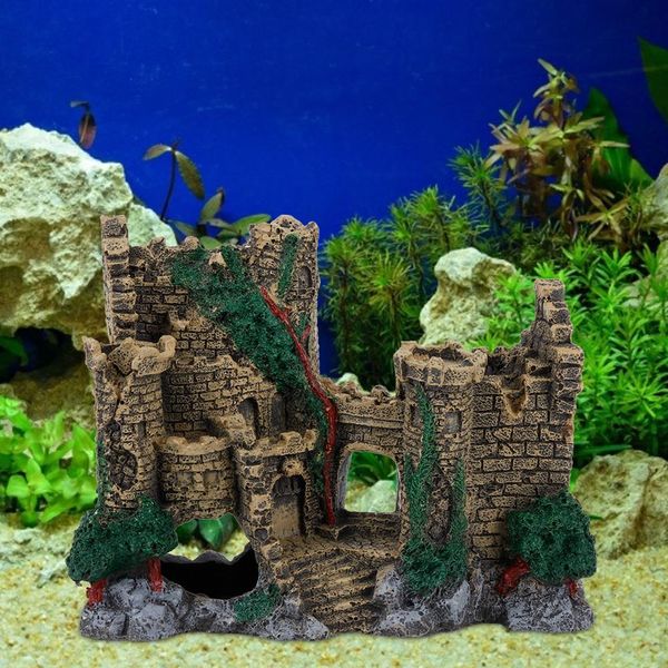 Serbatoio Di Pesce Occidentale Castello Decorazione, Acquario Occidentale Castello Decorazione, Resina Occidentale Castello Ornamento, Serbatoio Di Pesce Occidentale Castello Ornamenti, Acquario Paesaggio Decorazione-image