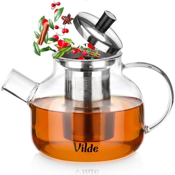 Vilde | Teiera Con Inserto Per Colino - In Vetro - 850 Ml - Con Filtro In Acciaio Inox - Resistente Al Calore - Per Il Tè Sfuso-image