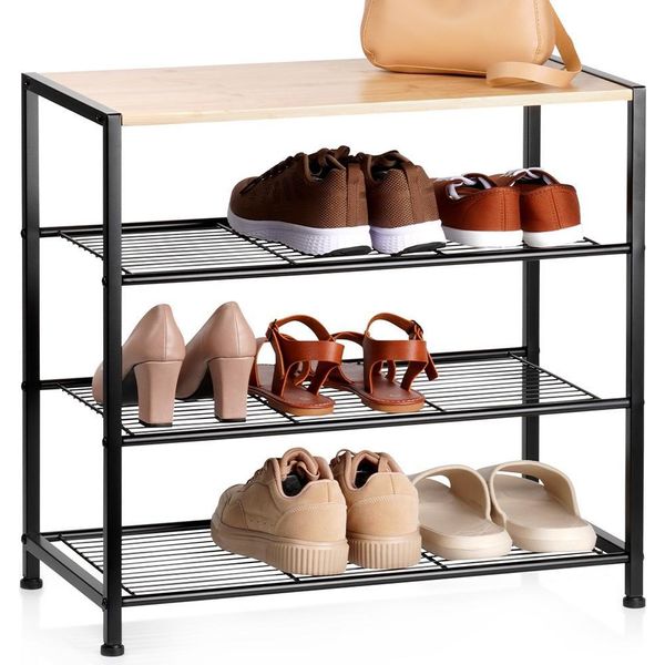 Vilde | Scarpiera - Scarpiera - Metallo E Legno - 60X30X57 Cm - 4 Livelli - Organizzatore Di Scarpe-image