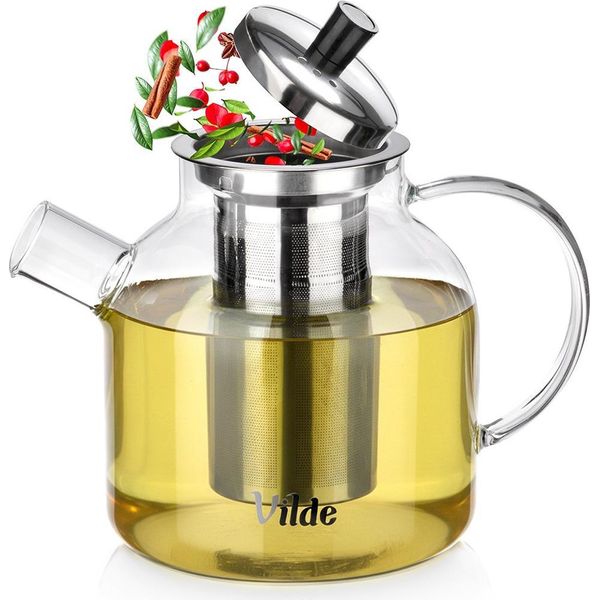 Vilde | Teiera Con Inserto Per Colino - 1,2 L - In Vetro - Filtro In Acciaio Inox - Resistente Al Calore - Per Tè Sfuso Ed Erbe Aromatiche-image