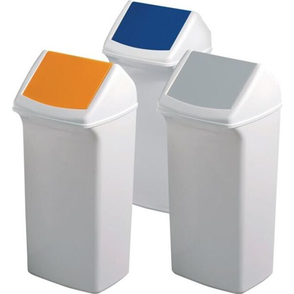 Raccoglitore Di Rifiuti 40L H747Xl320Xd366Mm Bianco Grigio Con Coperchio Durabile-image