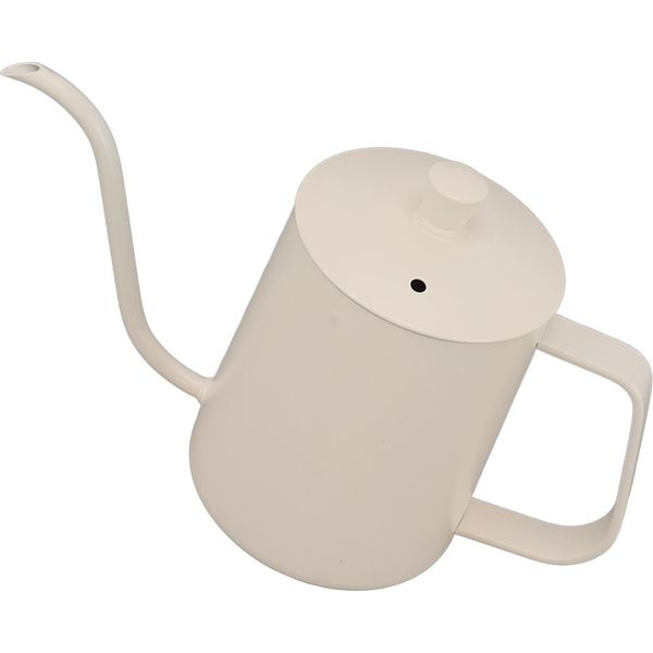 Piccolo Bollitore Per Caffè Versato In Acciaio Inox Con Beccuccio A Collo D'oca Per Caffè A Goccia Bianco 350Ml-image