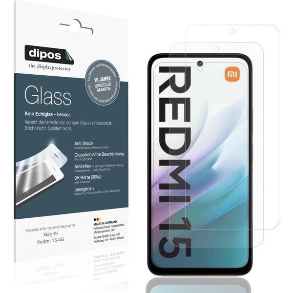 2X Pellicola Protettiva Per Xiaomi Redmi 15 4G Protezione Opaco Vetro Flessibile 9H Dipos-image
