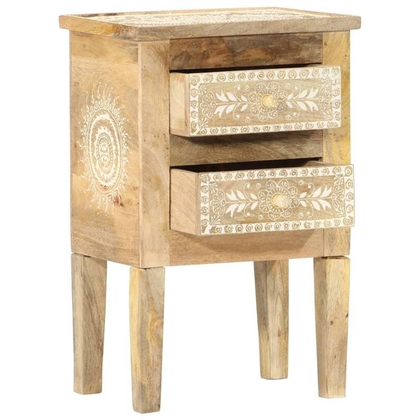 Vidaxl Comodino Dipinto A Mano 40×30×60 Cm Legno Massiccio Di Mango-image