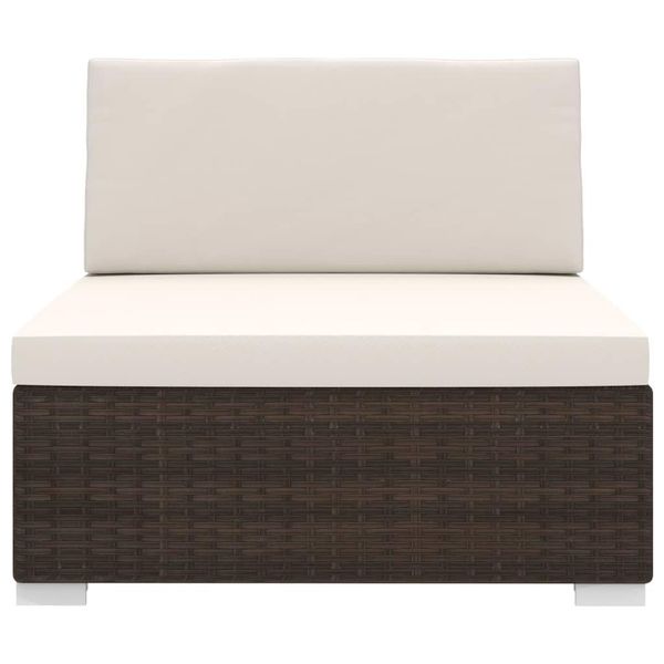Divano Modulare Sezione Centrale 1 Pezzo + Cuscini Poly Rattan Marrone-image
