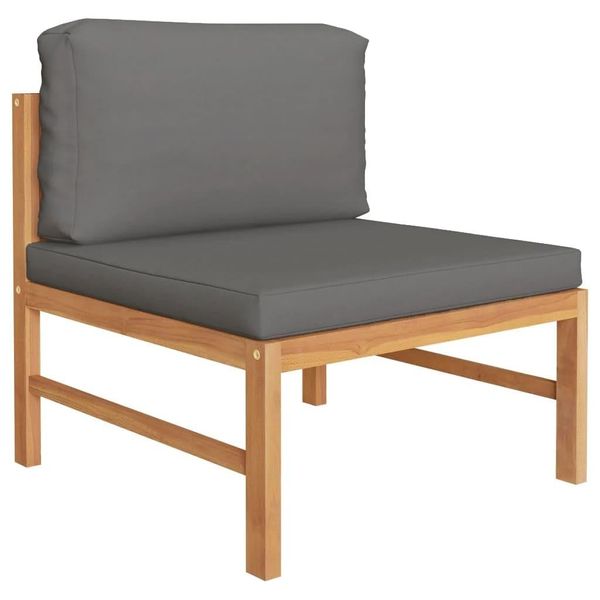 Syfax™ Set Divani Giardino 2 Pz Cuscini Grigio Scuro In Legno Di Teak-image